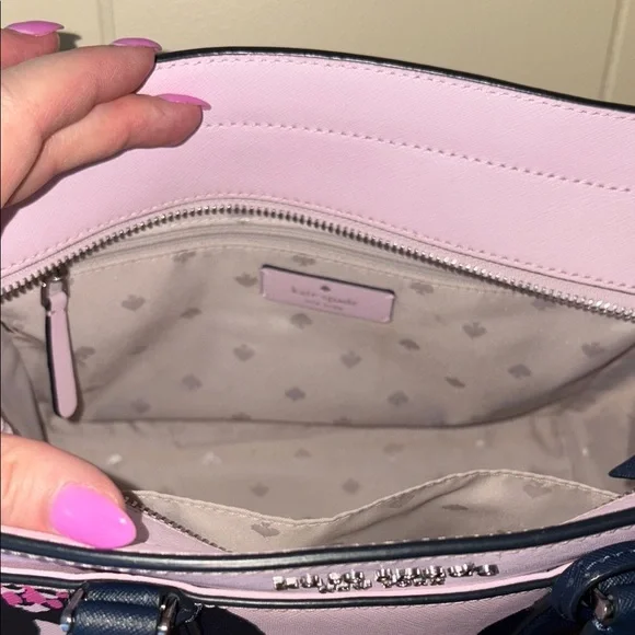 Kate Spade Pink and Navy Floral Satchel - Picture 4 of 6